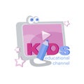 KIDs educational channel. Inscription and monitor. Royalty Free Stock Photo